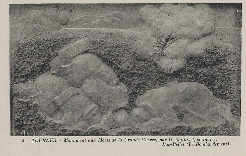 "Le Bombardement" - Bas relief du monument aux morts de Tournus